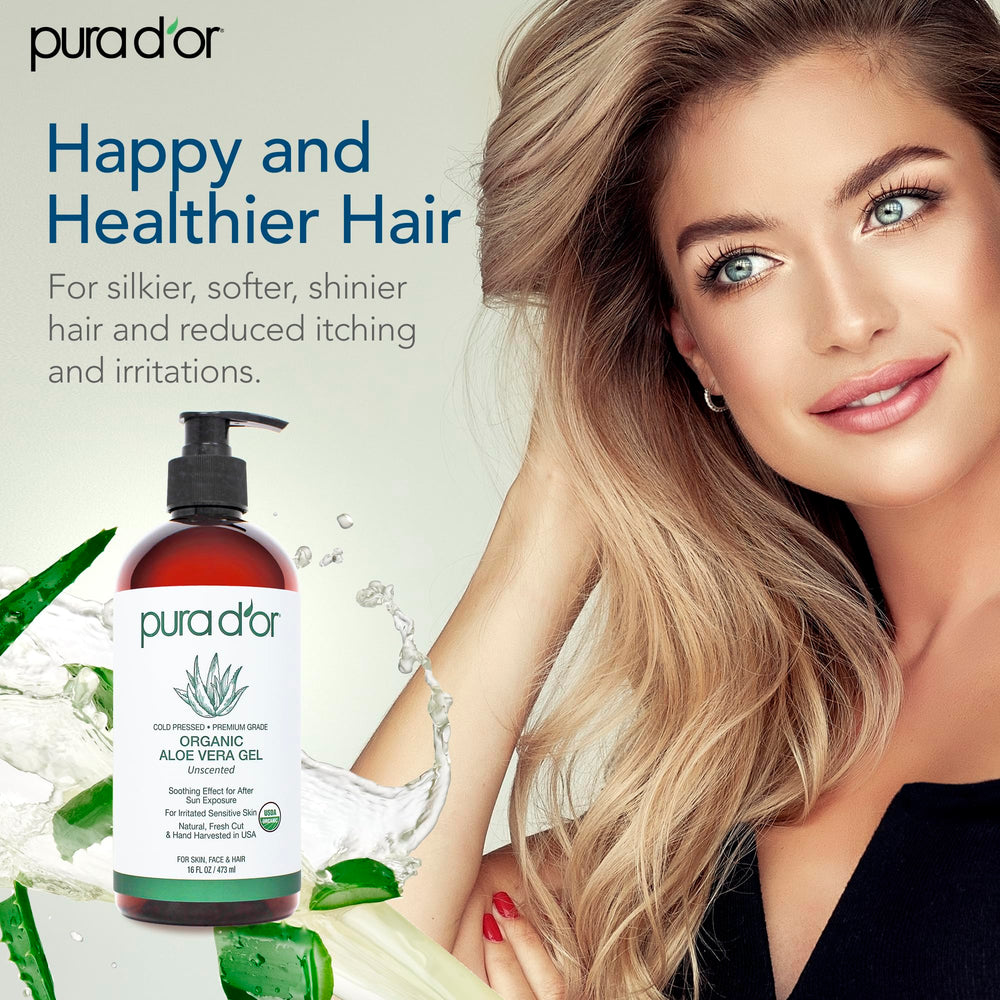 Cuero cabelludo y cabello hidratados con PURA D'OR Aloe Vera
