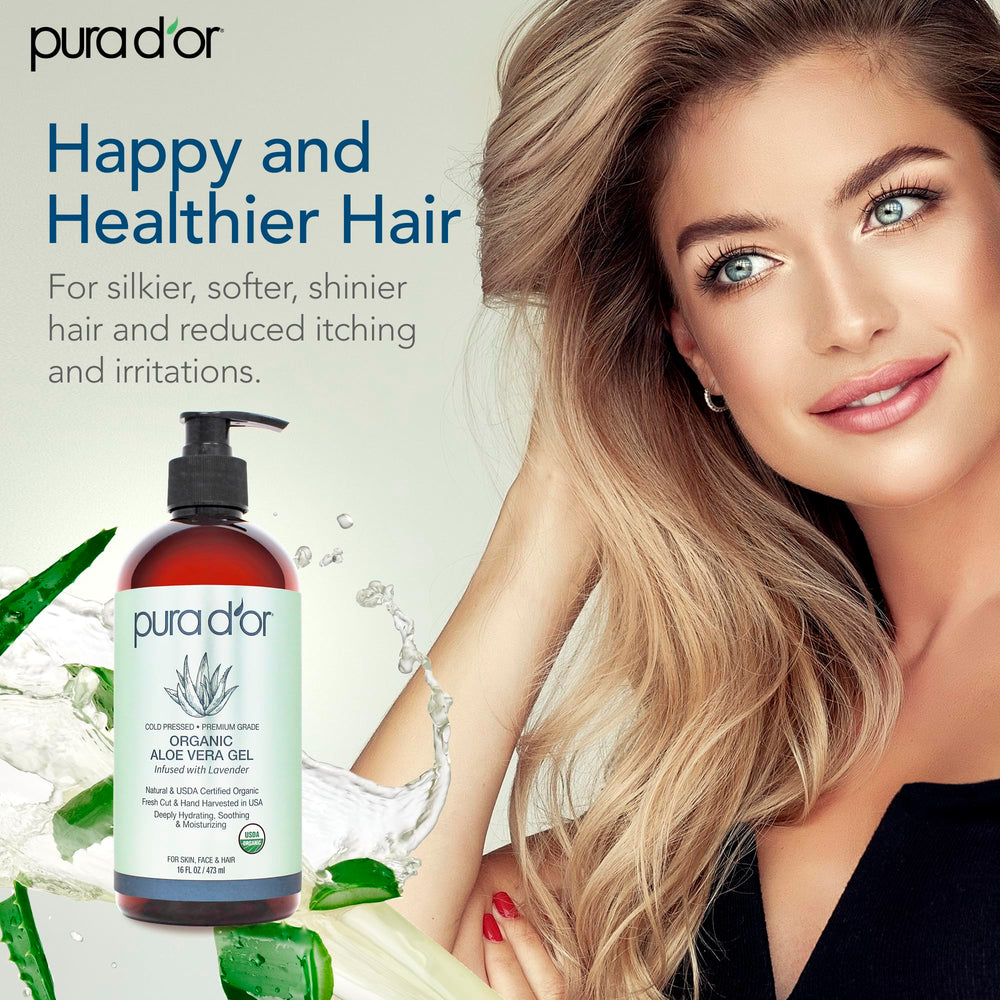 PURA D'OR Gel de Aloe Orgánico para piel suave y flexible.