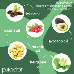 PURA D'OR HydraRenew absorción rápida: textura ligera que no deja grasa.
