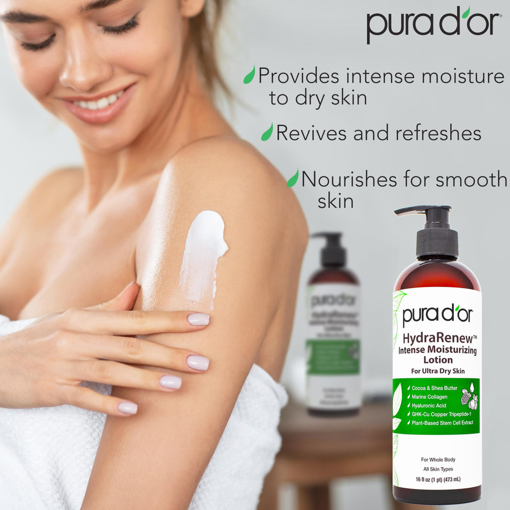PURA D'OR HydraRenew crema corporal: hidratación profunda para piel deshidratada.