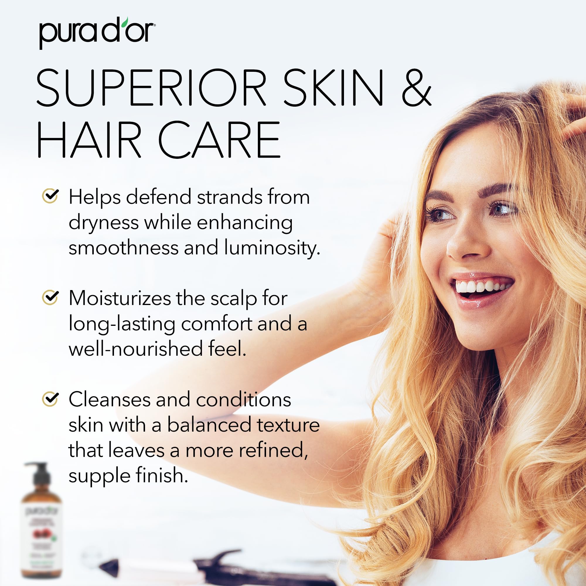 PURA D'OR lashes and brows conditioning oil for fuller definition.