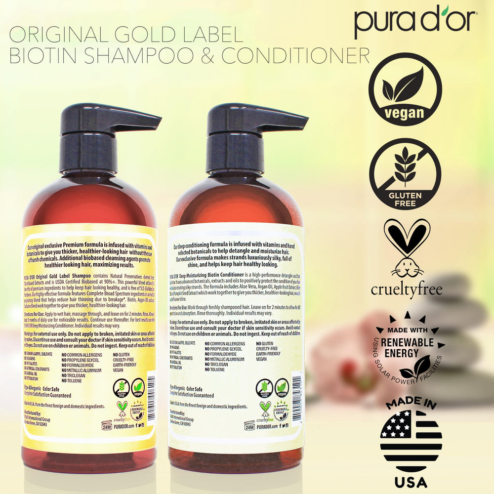 PURA D'OR shampoo flow showing low-lather, gentle cleansing
