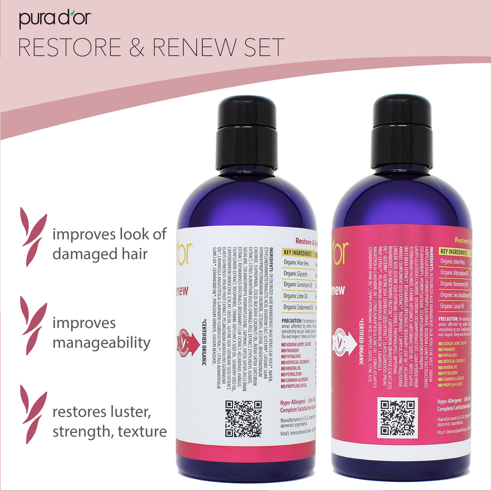 PURA D'OR Restore & Renew hair strands with improved strength and shine