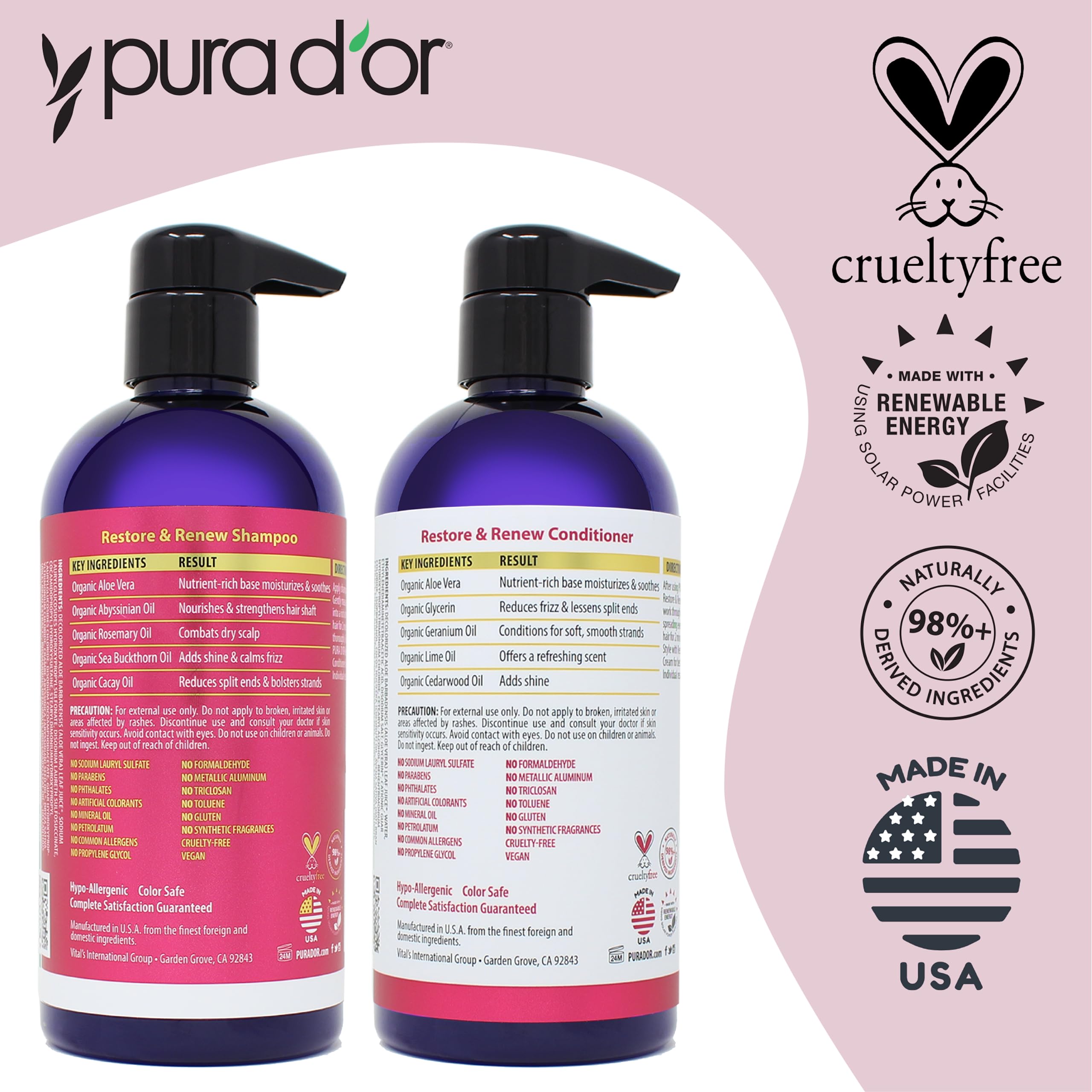 PURA D'OR shampoo lather suggesting rich hydration for dry hair
