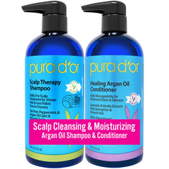 PURA D'OR scalp therapy shampoo bottle promotes hydration for dry, itchy scalp