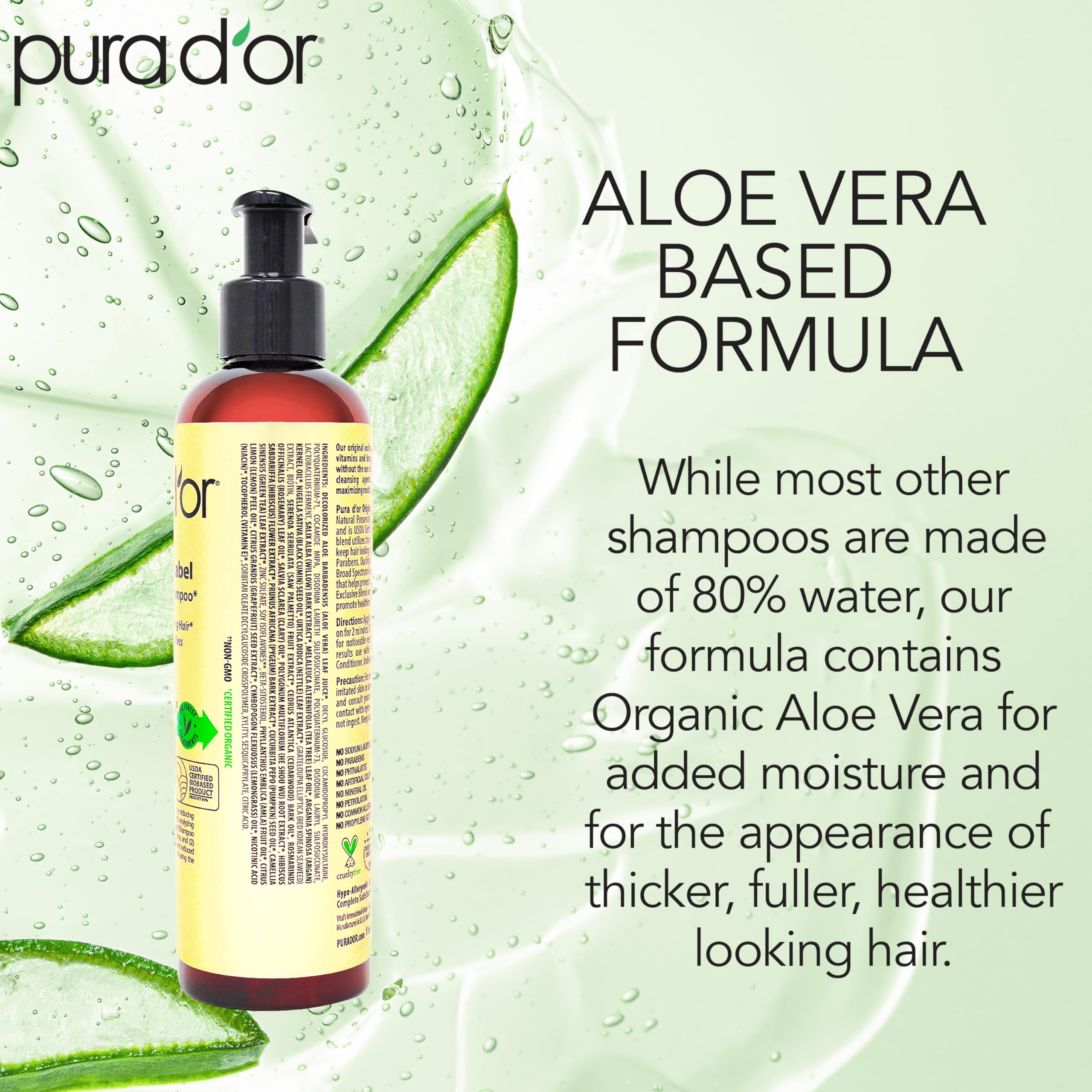 PURA D'OR shampoo pump facilitates easy daily use and even distribution.