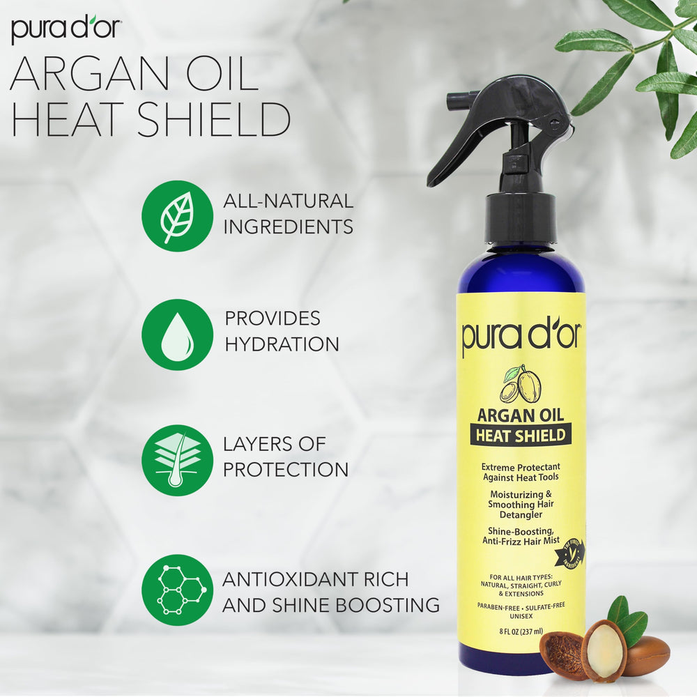 PURA D'OR Spray protector: protección térmica de hasta 450°F para cabello diario.