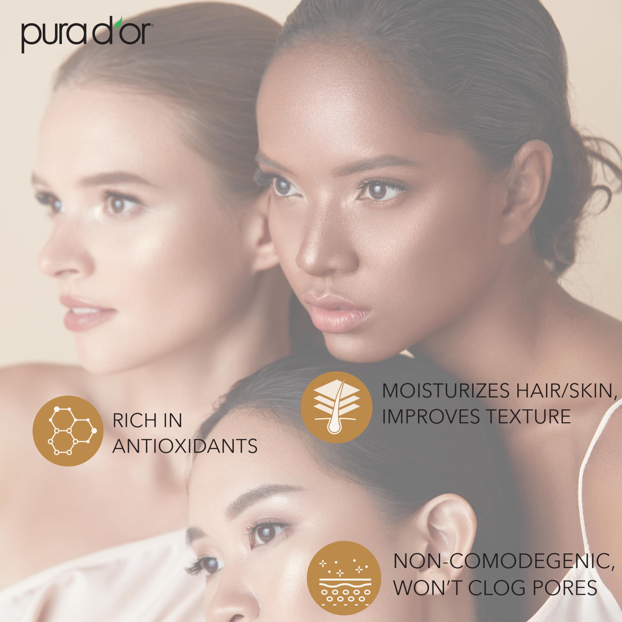 PURA D'OR: uso facial para hidratación suave y equilibrante.