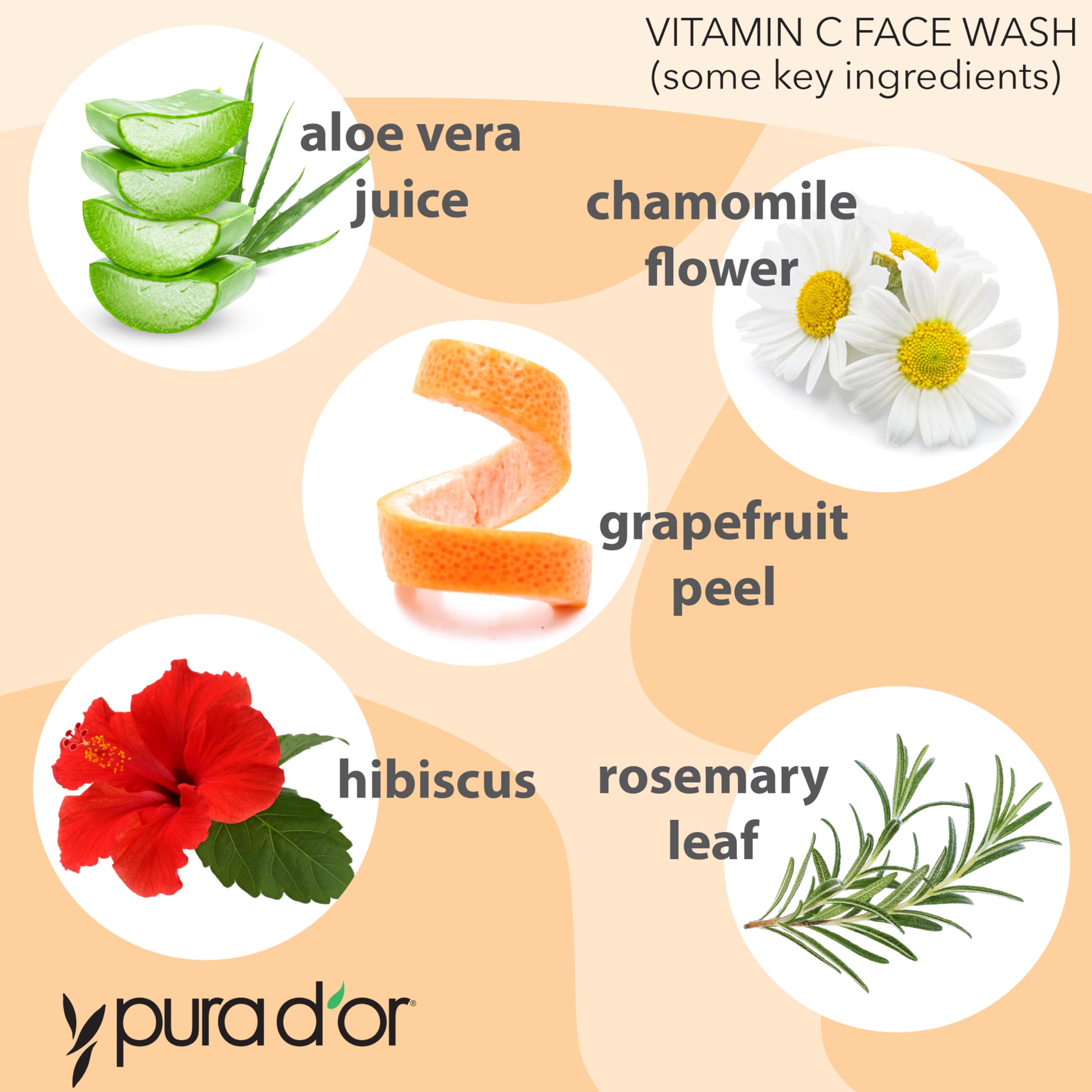 PURA D'OR Vitamina C Face Wash: contiene hibisco y te verde para antioxidantes.