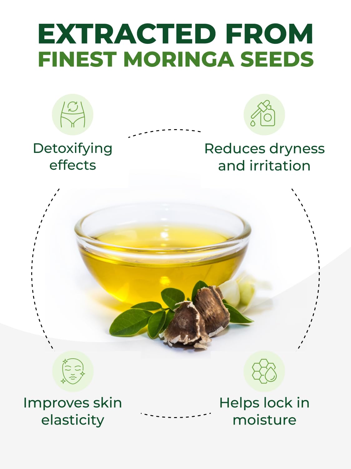 Pura Vida Moringa oil on face shows hydration and smooth texture.