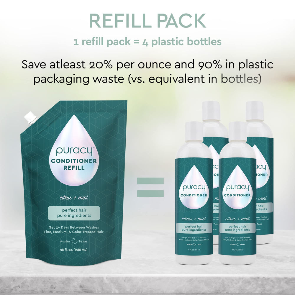 Puracy Conditioner color-treated hair highlights color protection friendly formula.