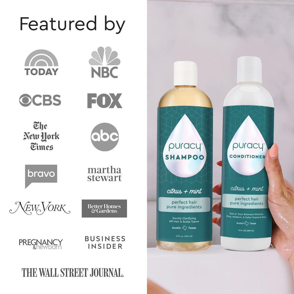 Puracy Conditioner fine hair closeup highlights silky, lightweight feel.