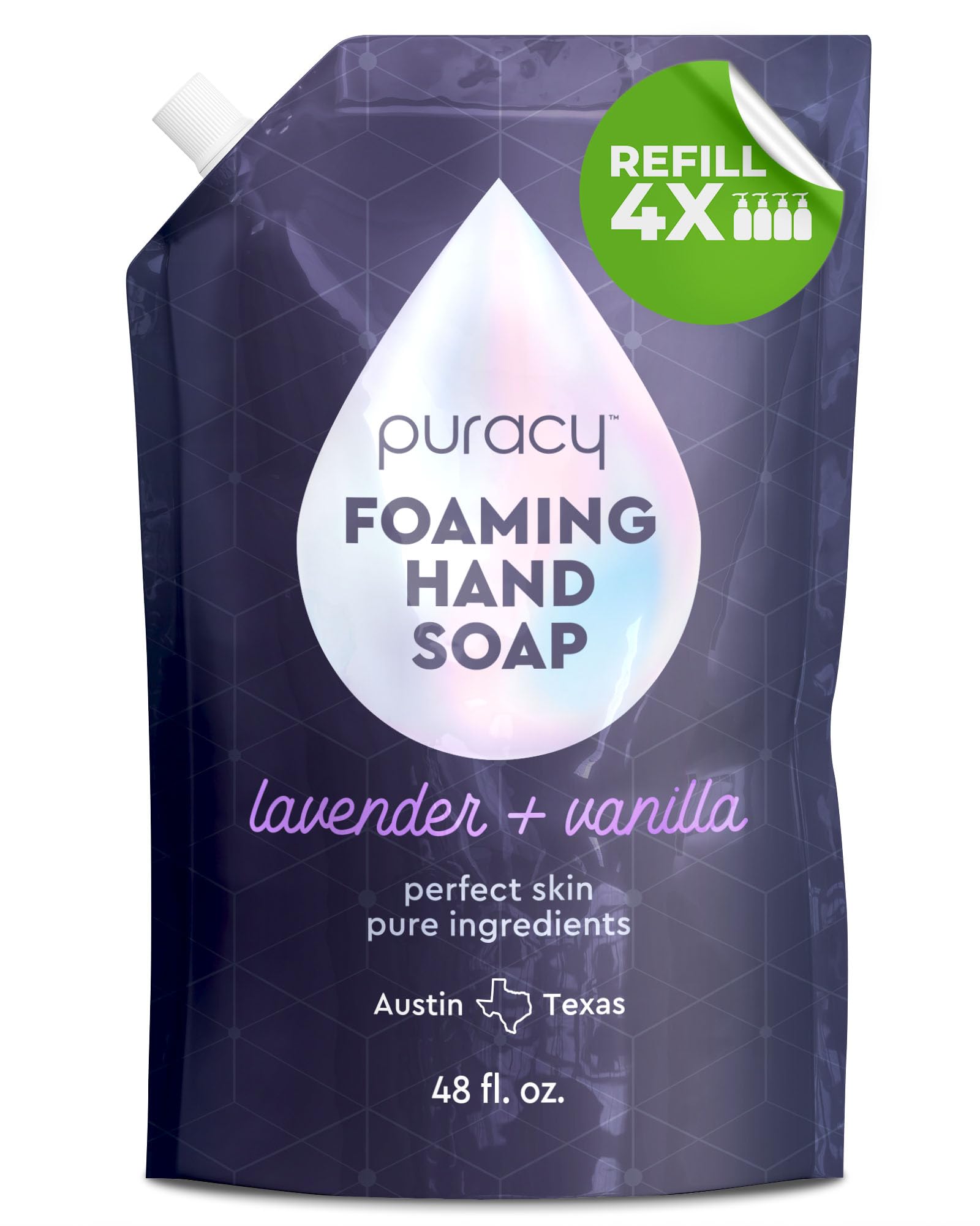Puracy foaming hand soap refill bottle lavender-vanilla for gentle cleansing
