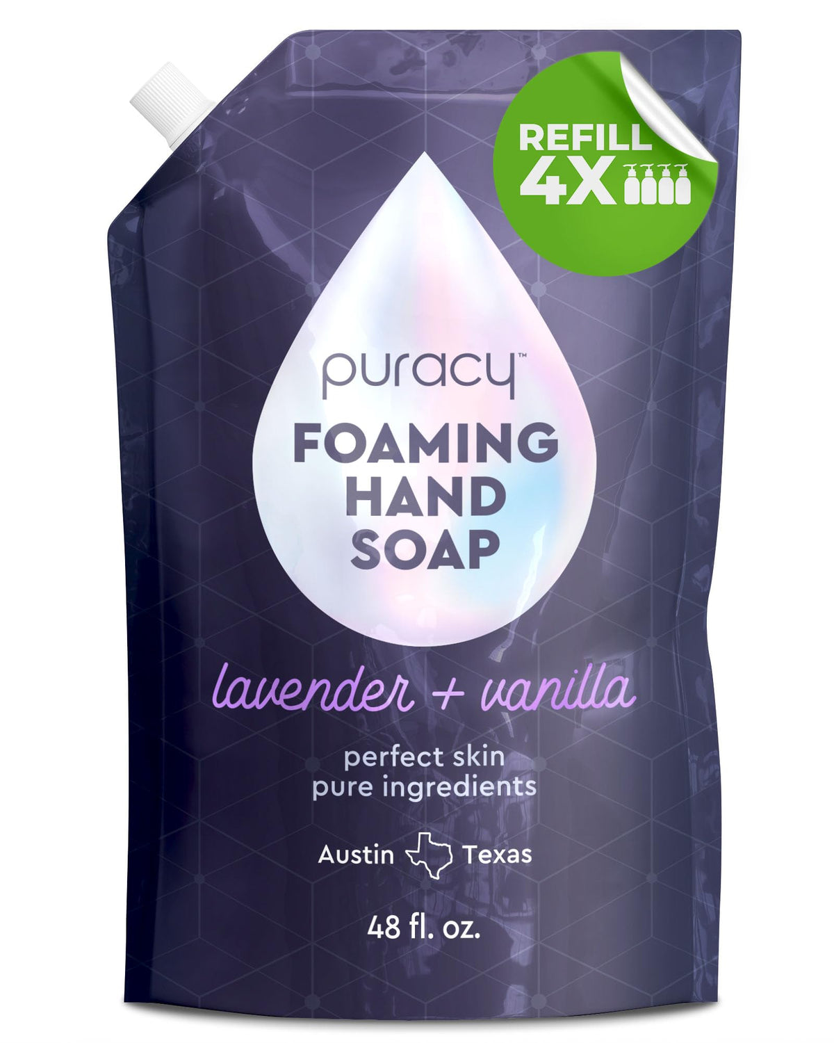 Puracy foaming hand soap refill bottle lavender-vanilla for gentle cleansing