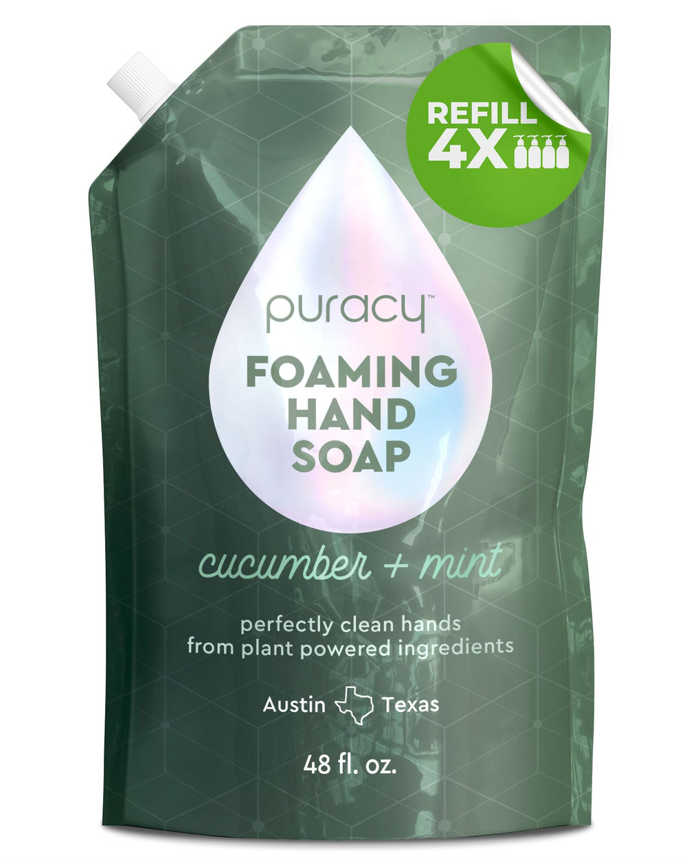 Puracy foaming hand soap refill pouch for easy, waste-reducing refills