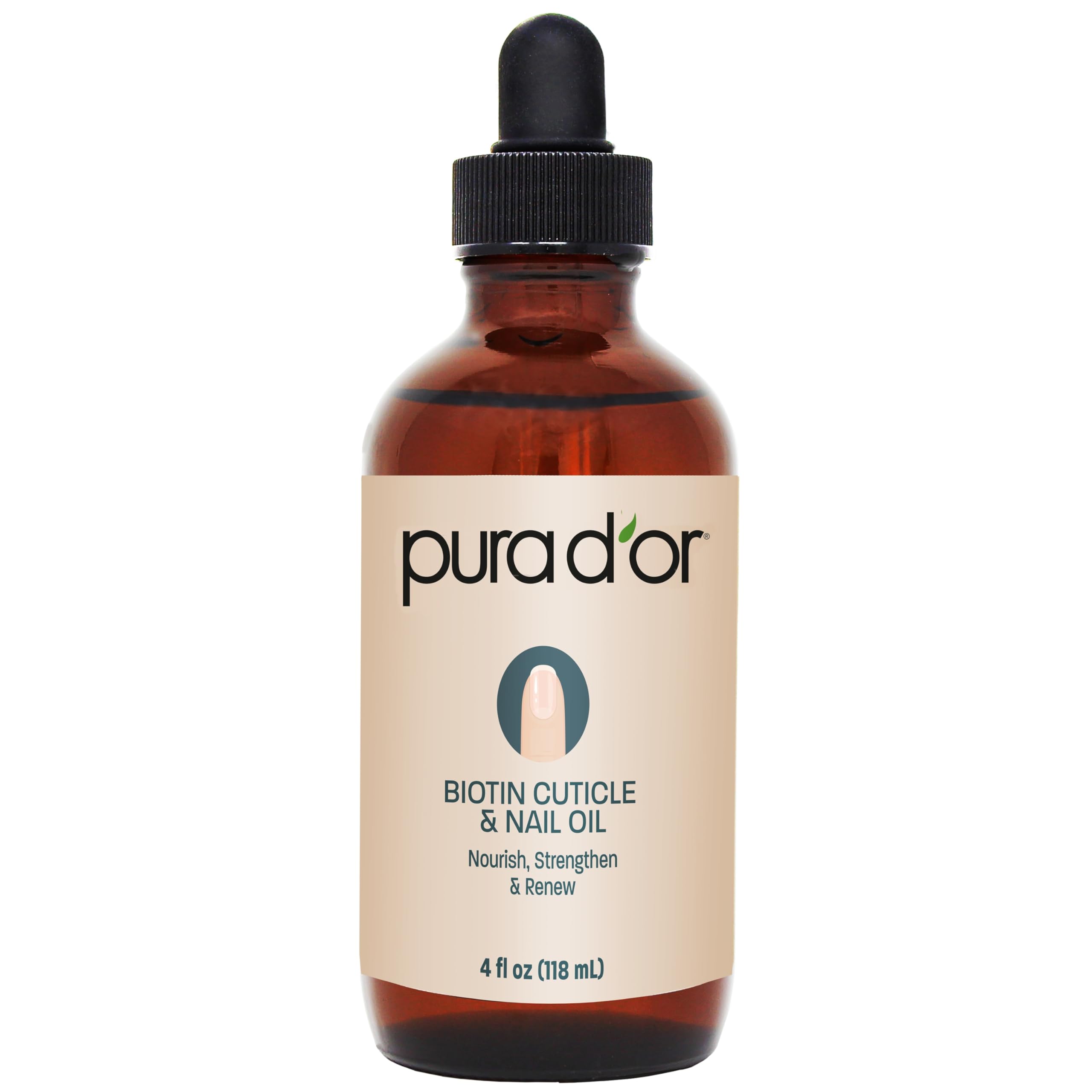 PURA D'OR Aceite para cutículas y uñas en botella, hidratación nutritiva.