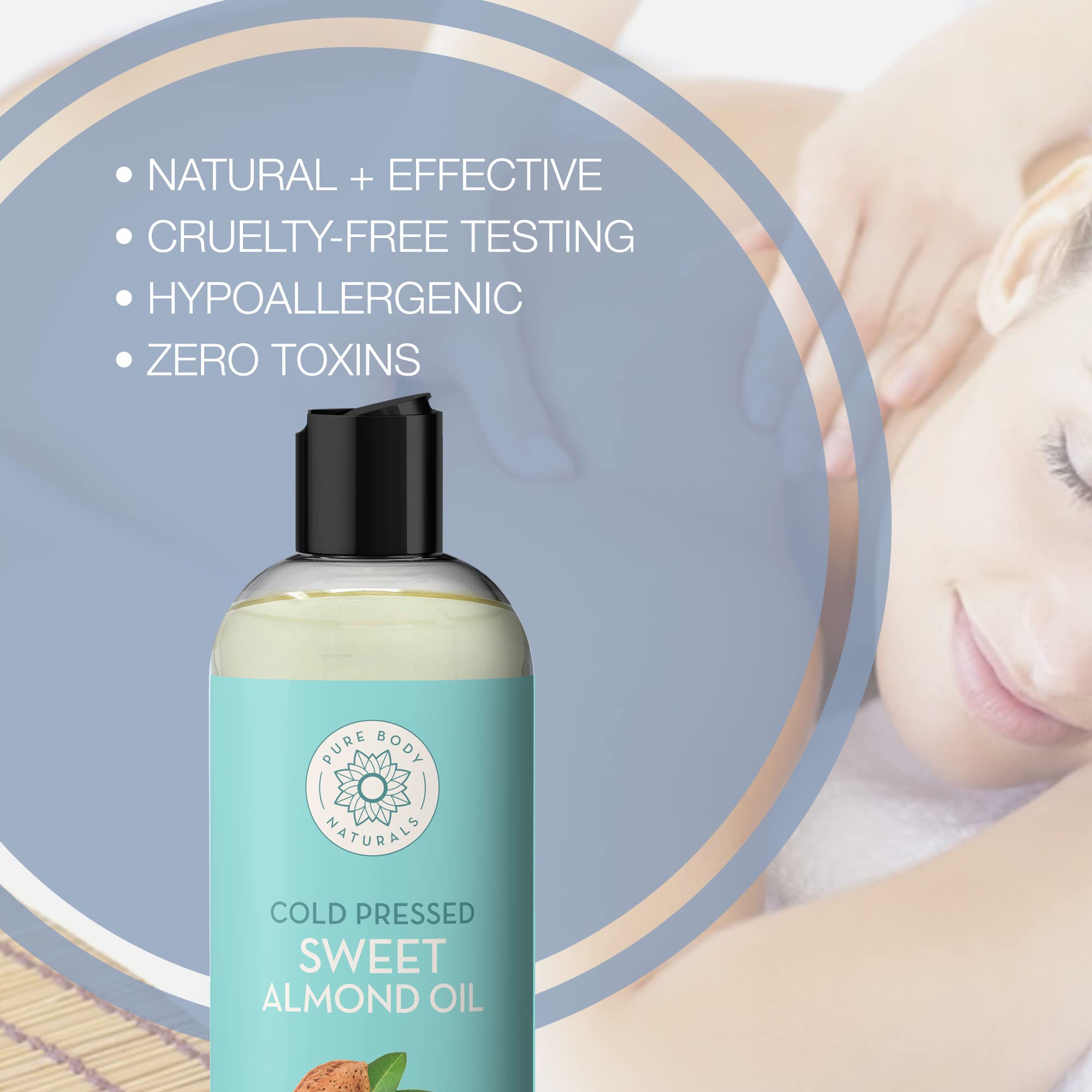 Pure Body Naturals Aceite de Almendras Dulces: tapón dispensador para uso preciso