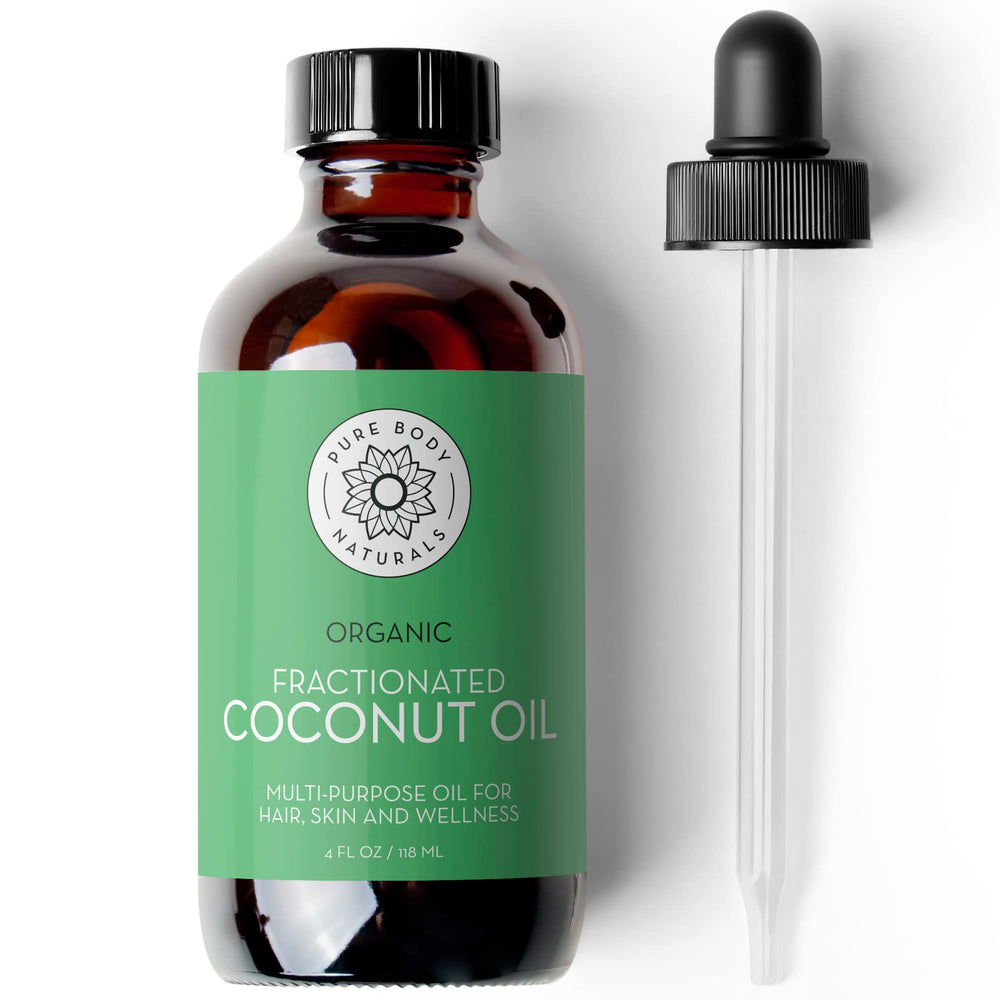 Pure Body Naturals aceite de coco fraccionado botella ámbar para piel suave