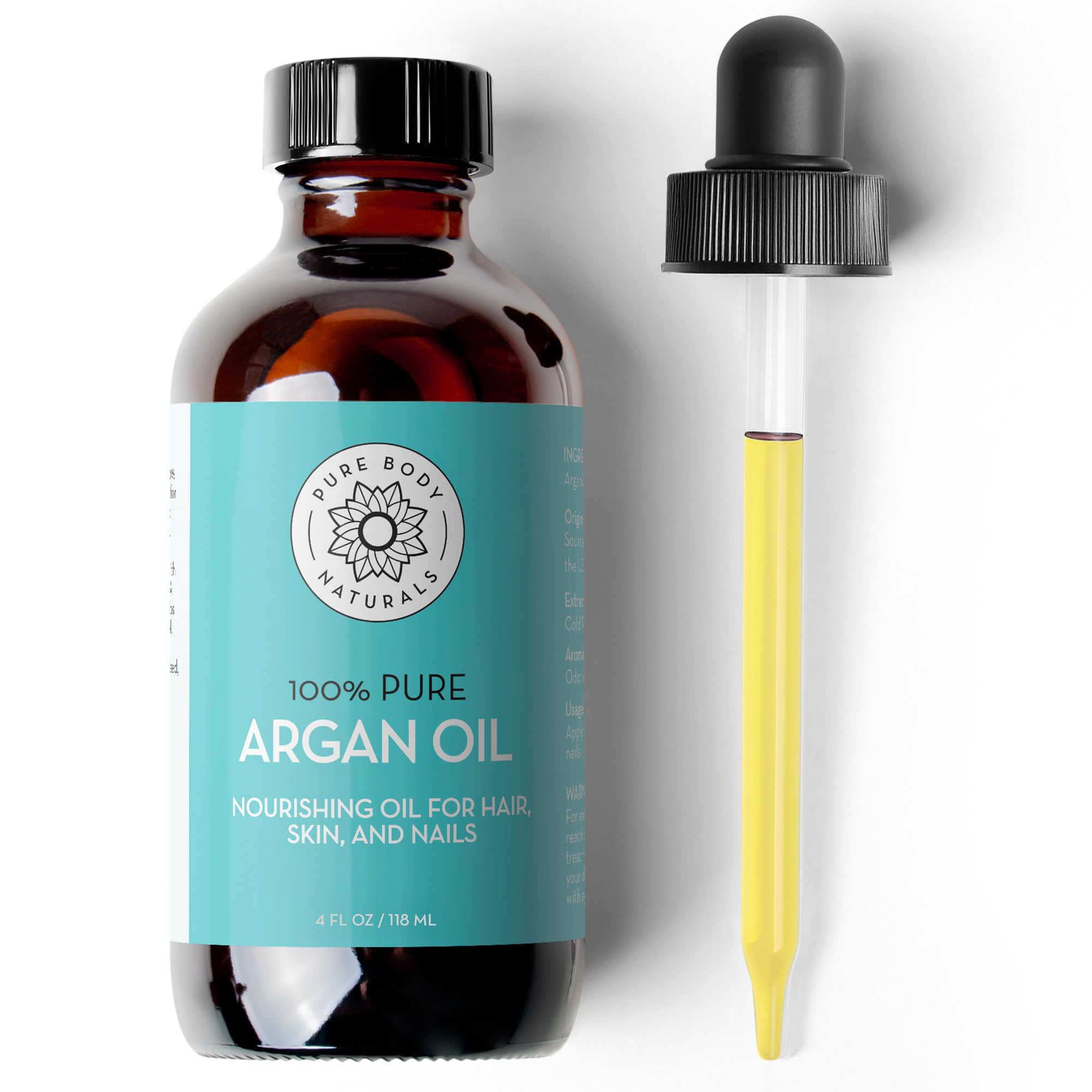 Pure Body Naturals Argan Oil bottle for skin and hair hydration