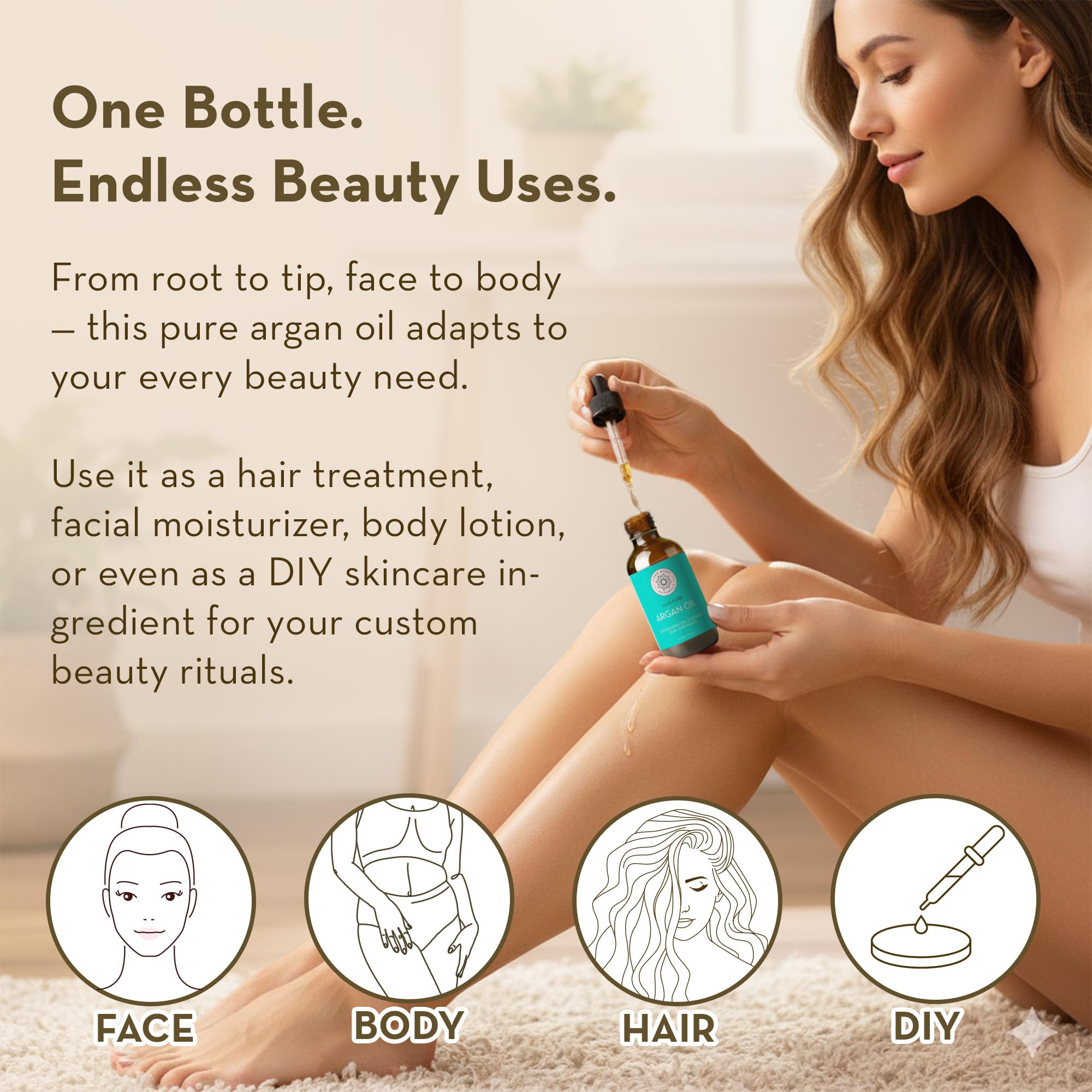 Pure Body Naturals Argan Oil on face for deep hydration