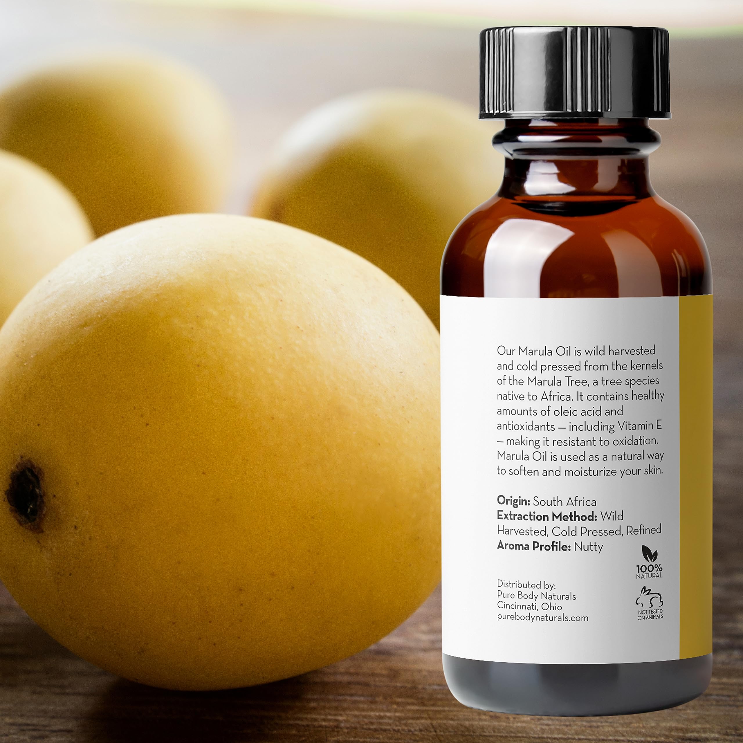 Pure Body Naturals Marula Oil hidrata rostro y cuerpo diariamente.