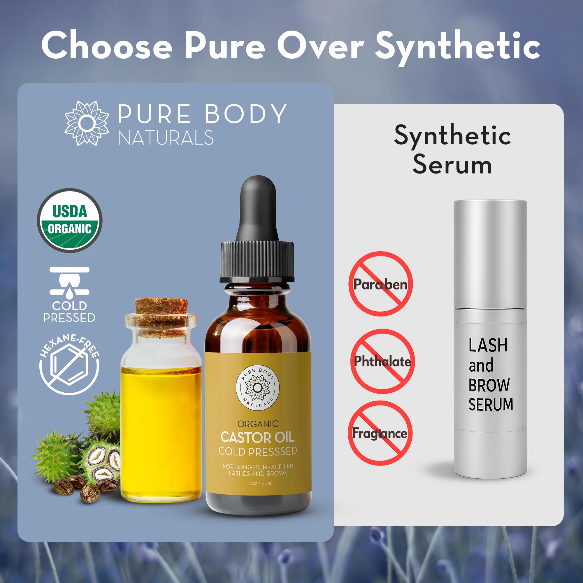 Pure Body Naturals hexane-free organic castor oil nourishes follicles