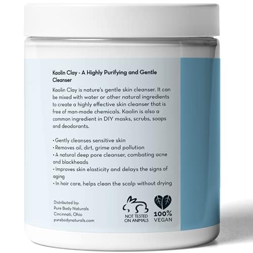 Pure Body Naturals pure-white clay feature highlights mild, pH-neutral formula.