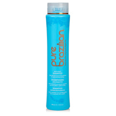 Pure Brazilian Anti-Frizz Daily Shampoo bottle being poured for gentle, salt-free cleansing.