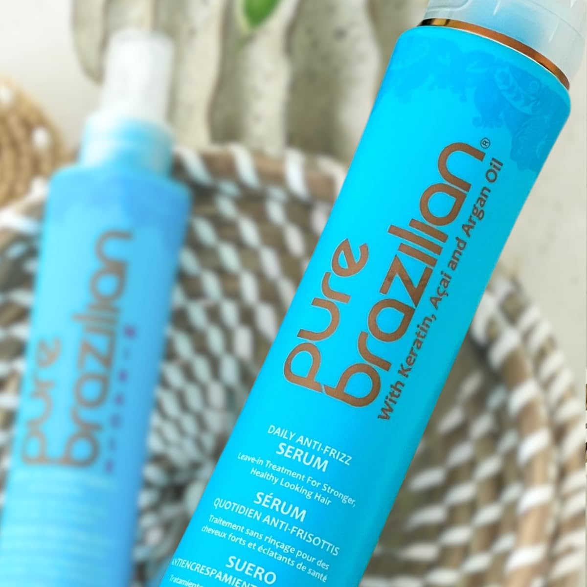 Vanity shot of Pure Brazilian packaging signaling salon quality results at home.