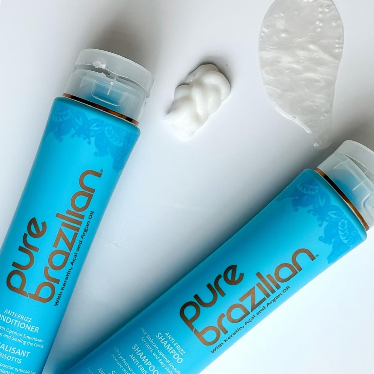 Pure Brazilian Shampoo and Conditioner set packaging illustrating salon-quality results at home