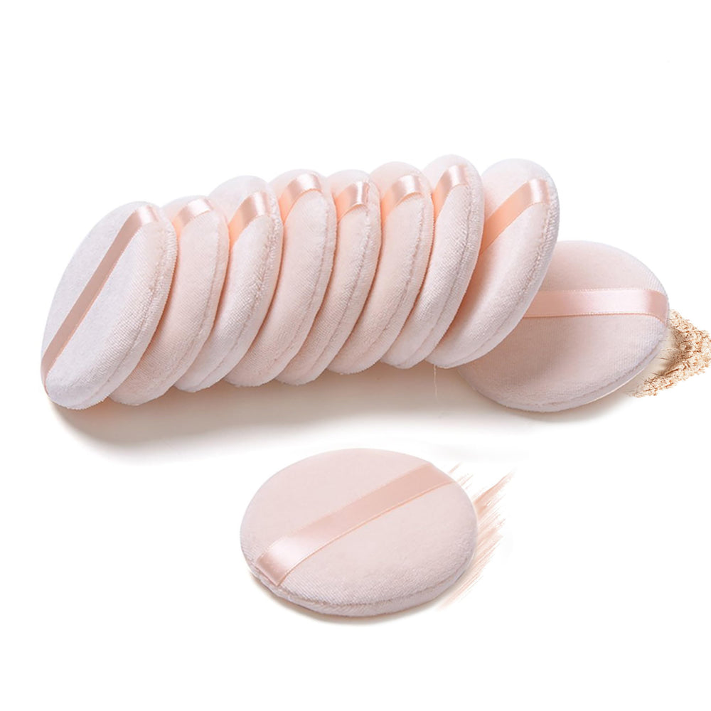 Pure cotton powder puff large 3.15-inch with strap for even, quick powder application.