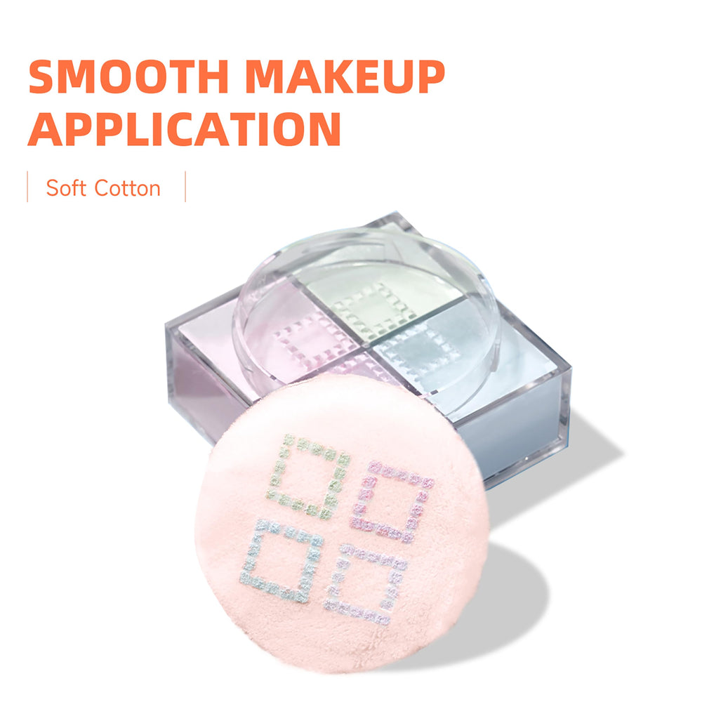 Pure cotton powder puff powder-dispensing-control demonstrates minimal waste during use.