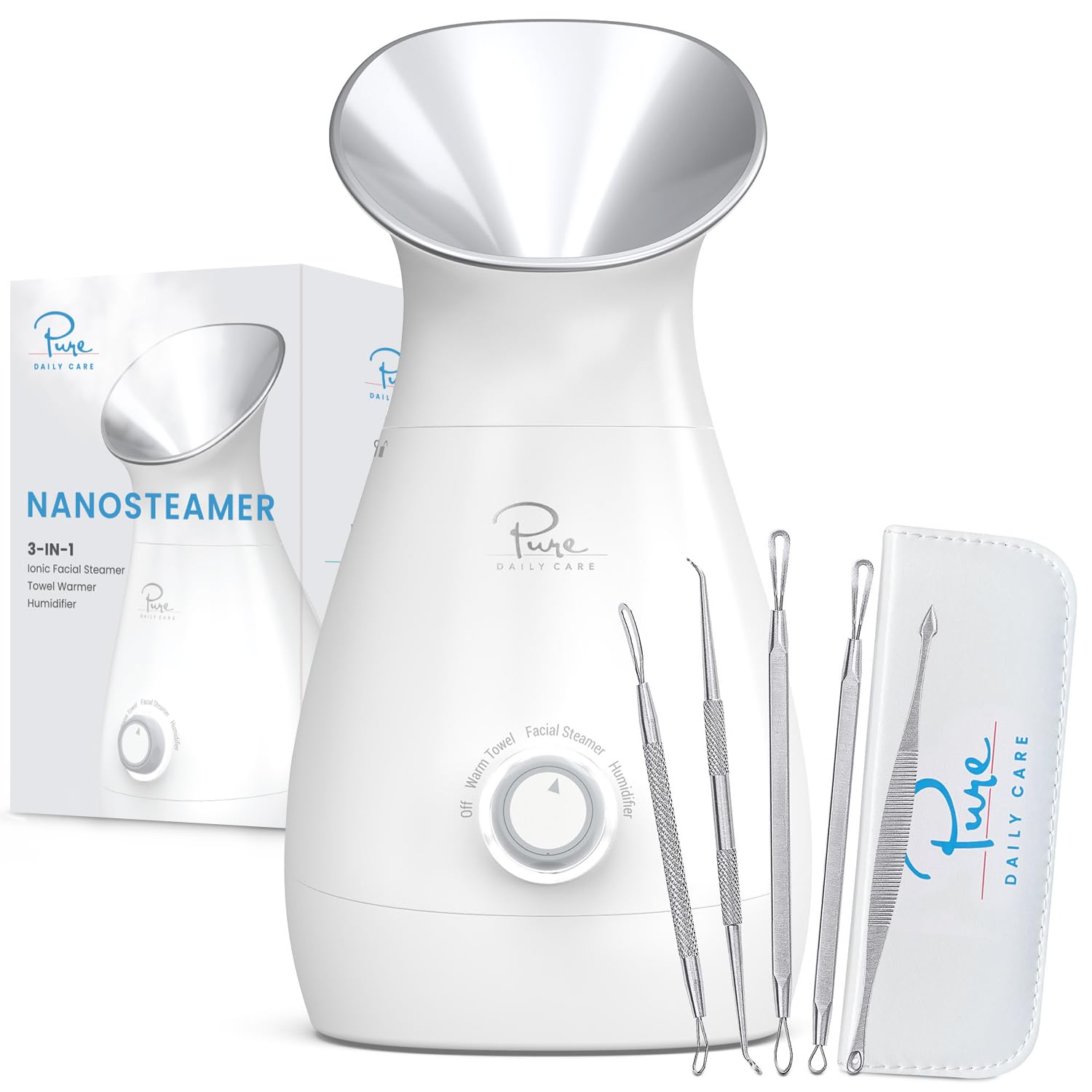 Pure Daily Care NanoSteamer face steamer delivering nano-ionic mist for deeper hydration
