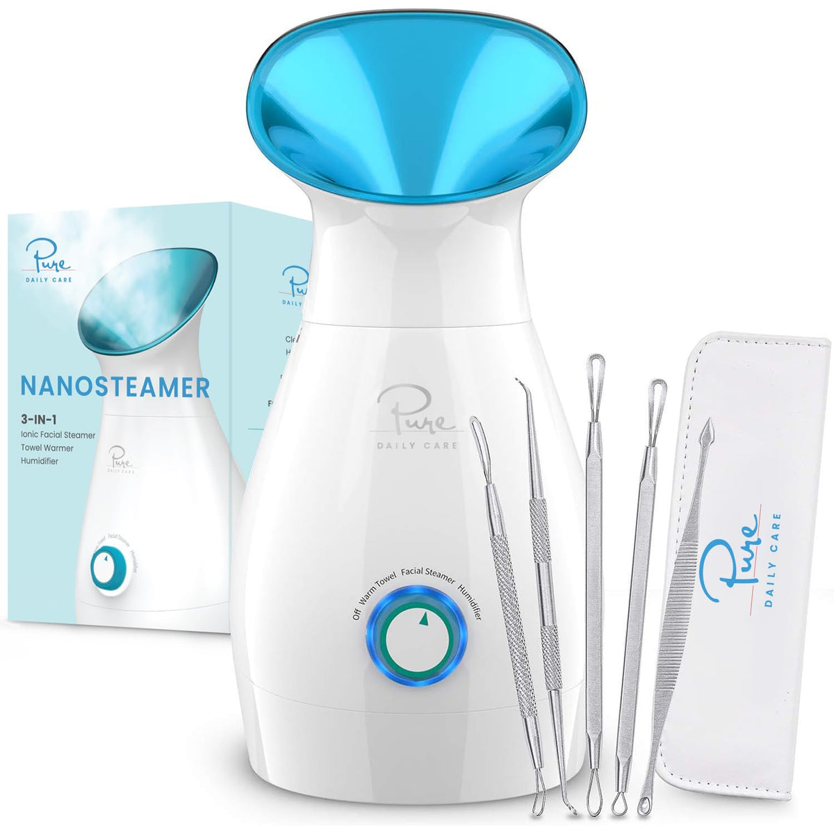 Pure Daily Care NanoSteamer front view for spa-grade facial steaming at home.
