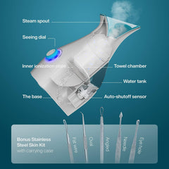 Pure Daily Care NanoSteamer tank close-up highlighting the 200ml reservoir for extended sessions.
