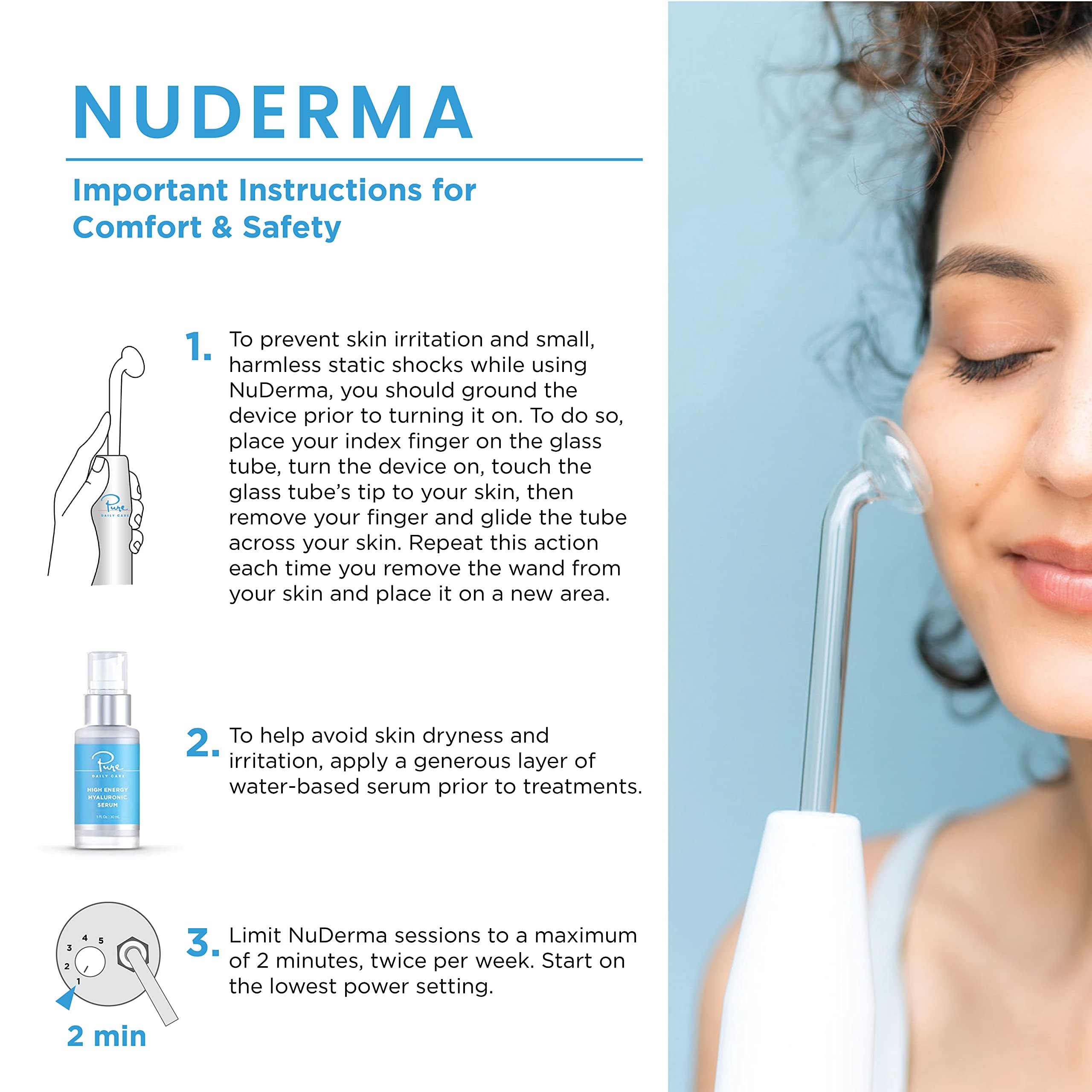 NuDerma bent wand gliding over curves for even coverage