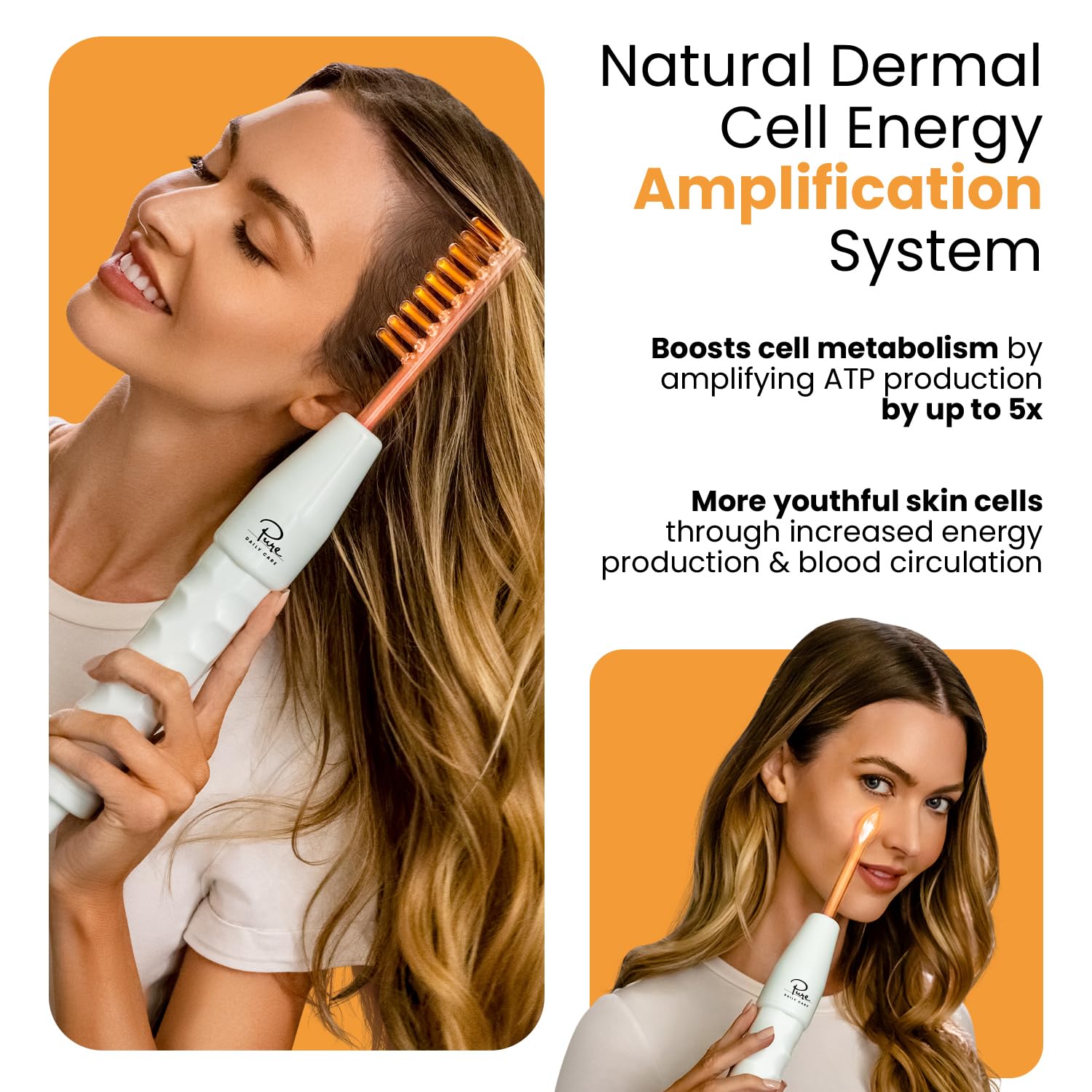Pure Daily Care NuDerma neon tongue wand closeup enhances serum absorption