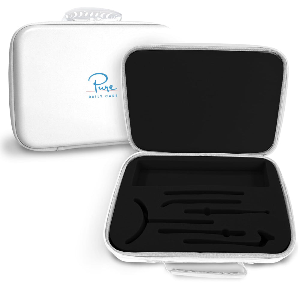 Pure Daily Care NuDerma travel case with open front keeps wand kit organized on the go.