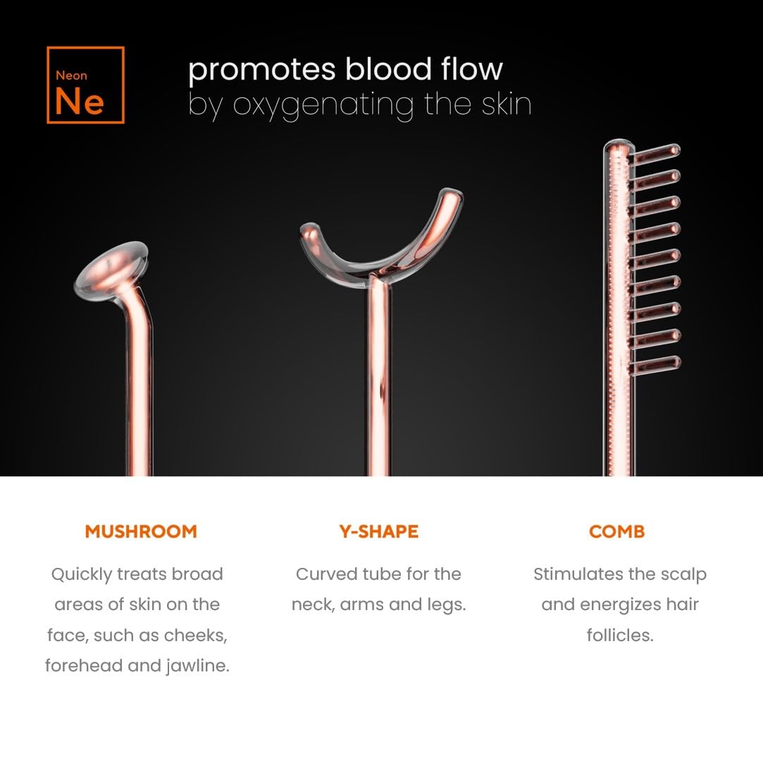 NuDerma wand demonstrates Argon and Neon wands for refreshing facial energy boost.