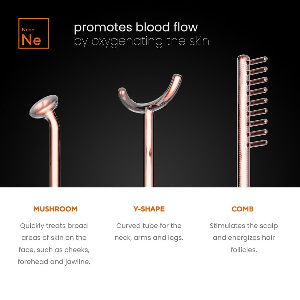 NuDerma wand demonstrates Argon and Neon wands for refreshing facial energy boost.