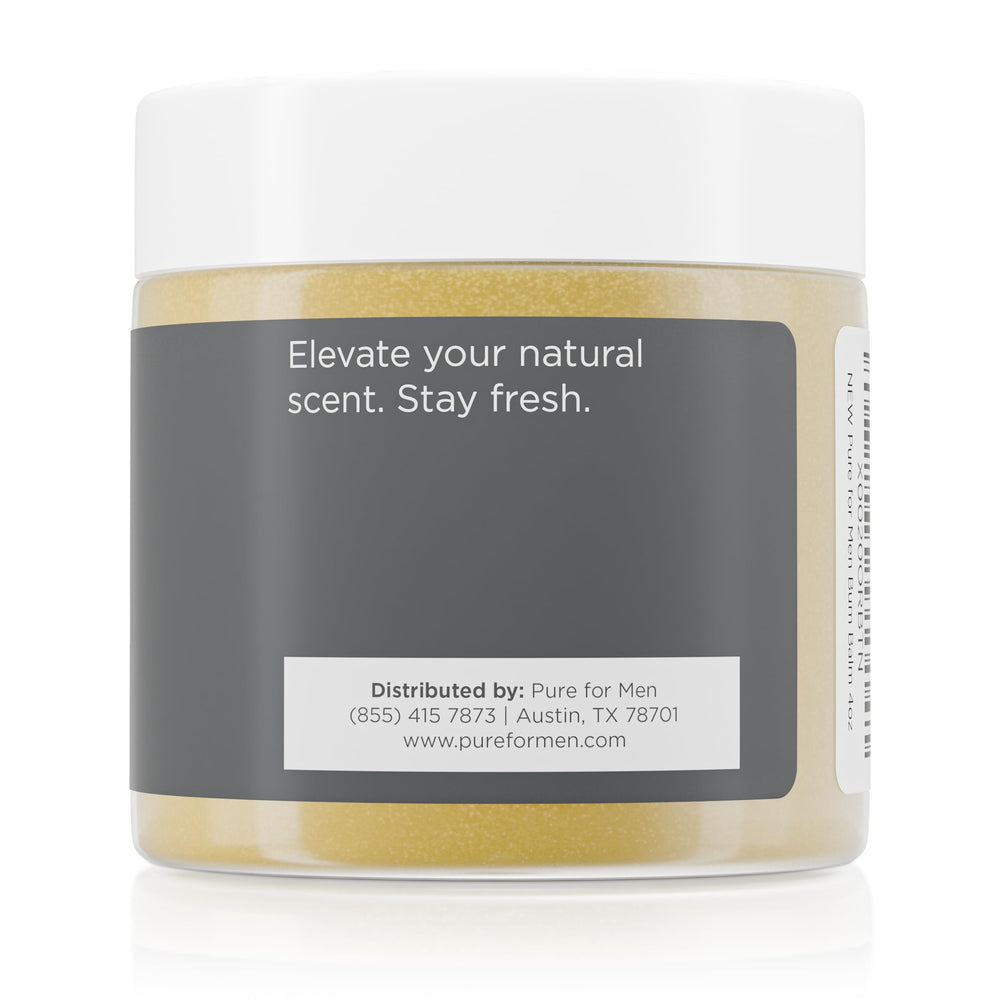 Pure for Men Bum Balm jar closeup highlighting creamy, quick-apply texture.