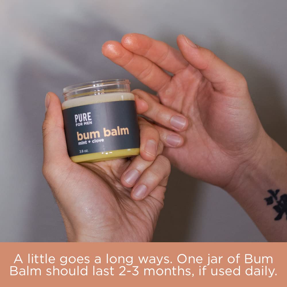 Pure for Men Bum Balm multi-use routine demonstrates all-in-one hydration.