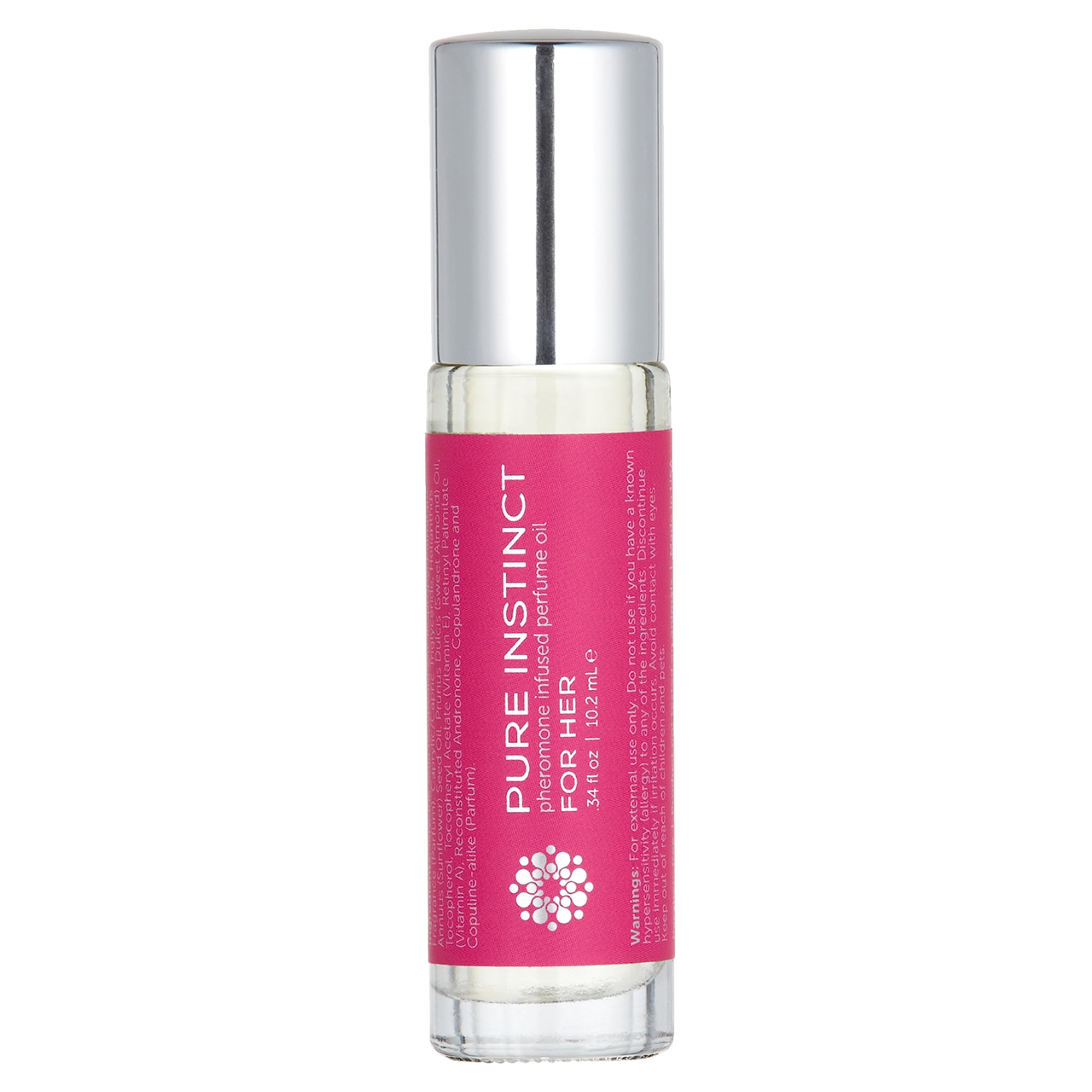 Pure Instinct Roll-On bottle front view with pheromone-infused fragrance
