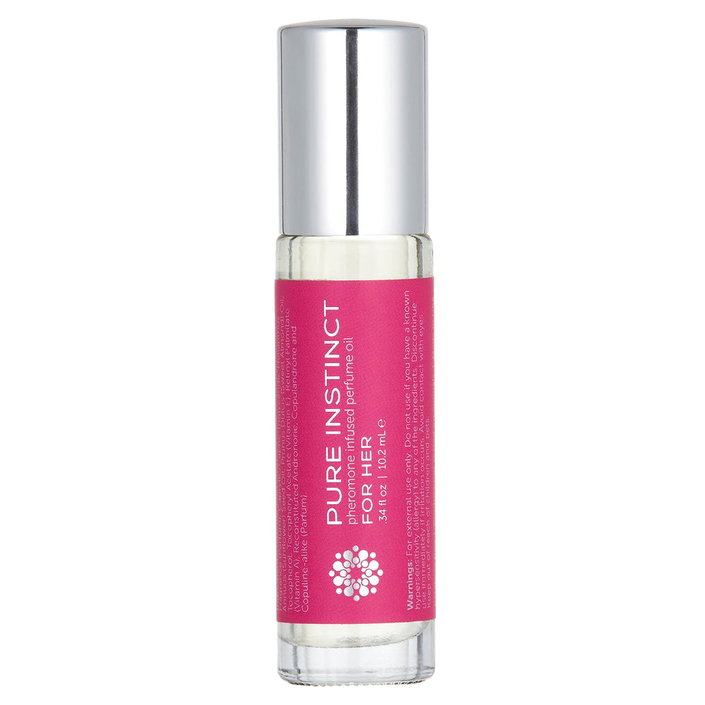 Pure Instinct Roll-On bottle front view with pheromone-infused fragrance