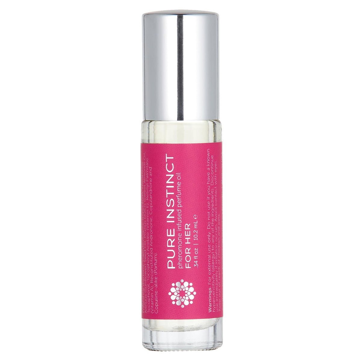 Pure Instinct Roll-On bottle front view with pheromone-infused fragrance