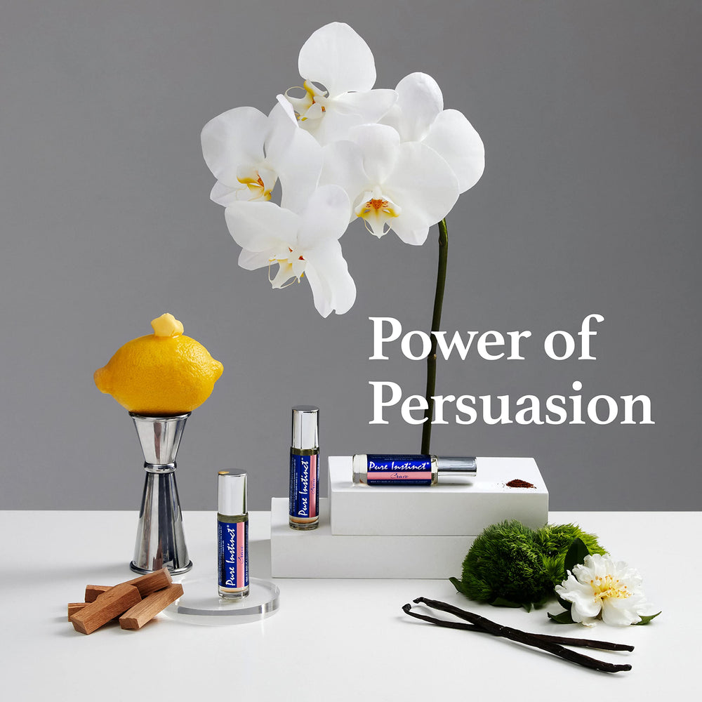 Person applying Pure Instinct roll-on during daily outing.