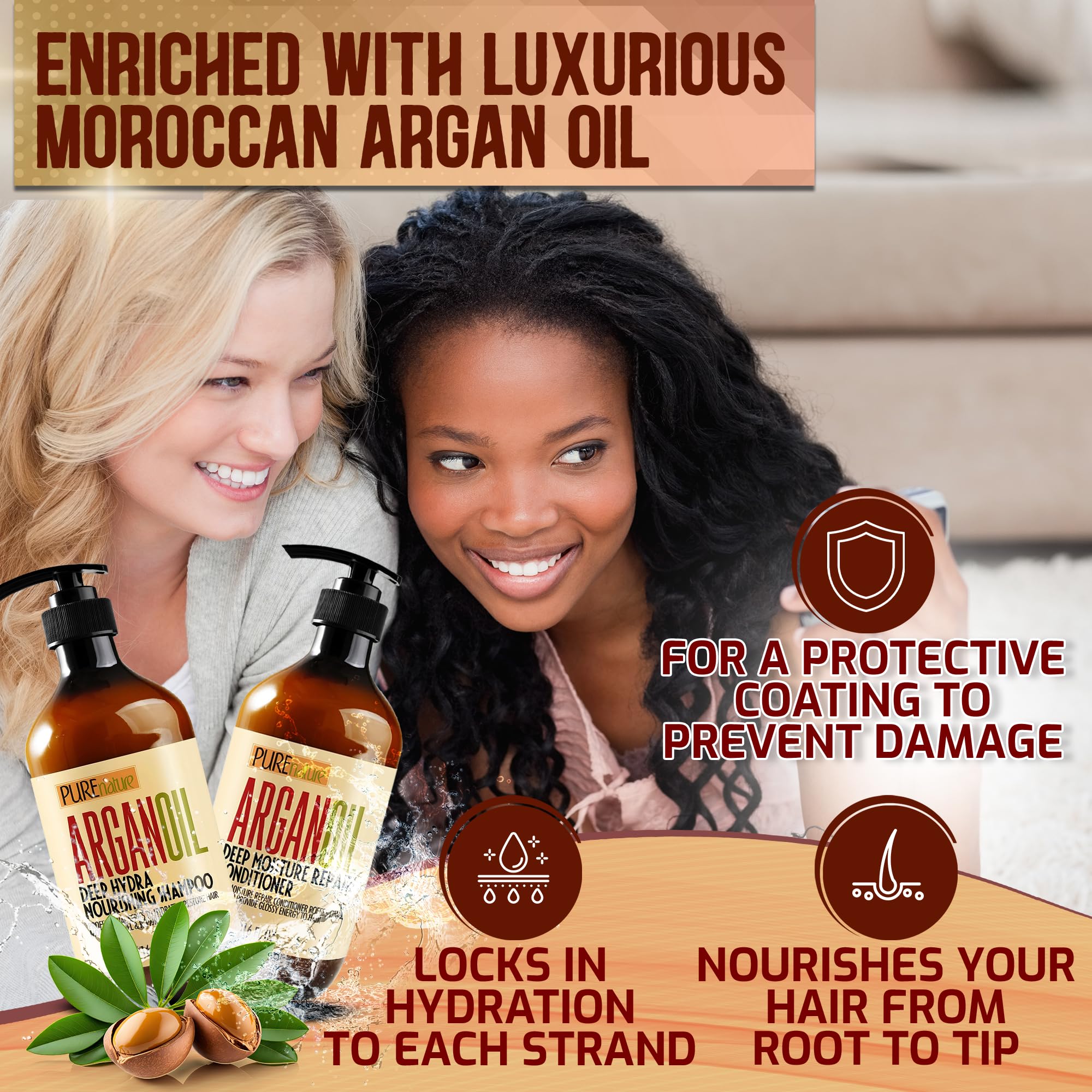 Pure Nature Lux Spa Argan Oil Conditioner tube ready to smooth and detangle