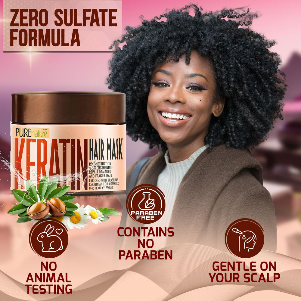 Reparación de cabello dañado con PURE NATURE LUX SPA keratina.