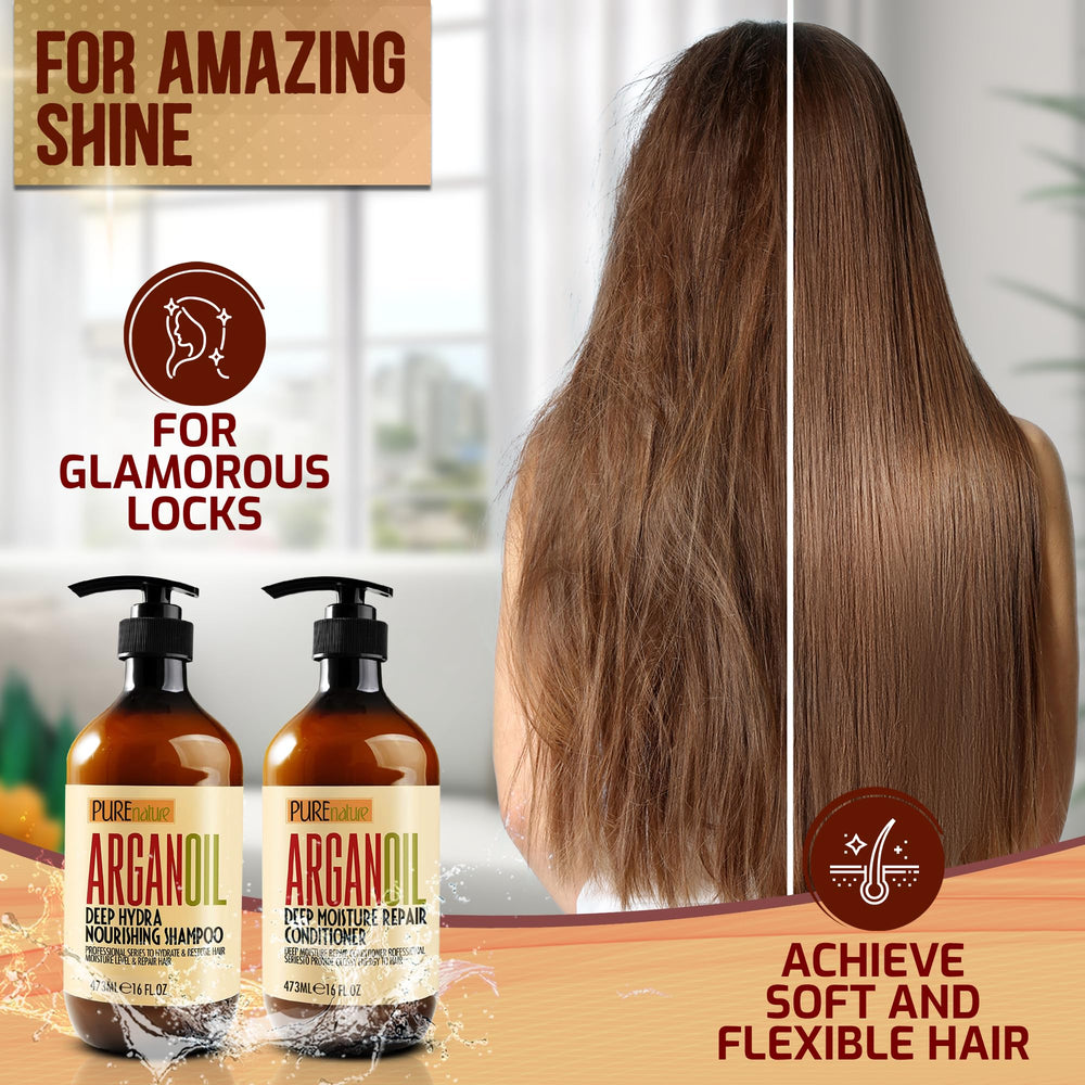 Pure Nature Lux Spa hair frizz-control close-up with argan and keratin