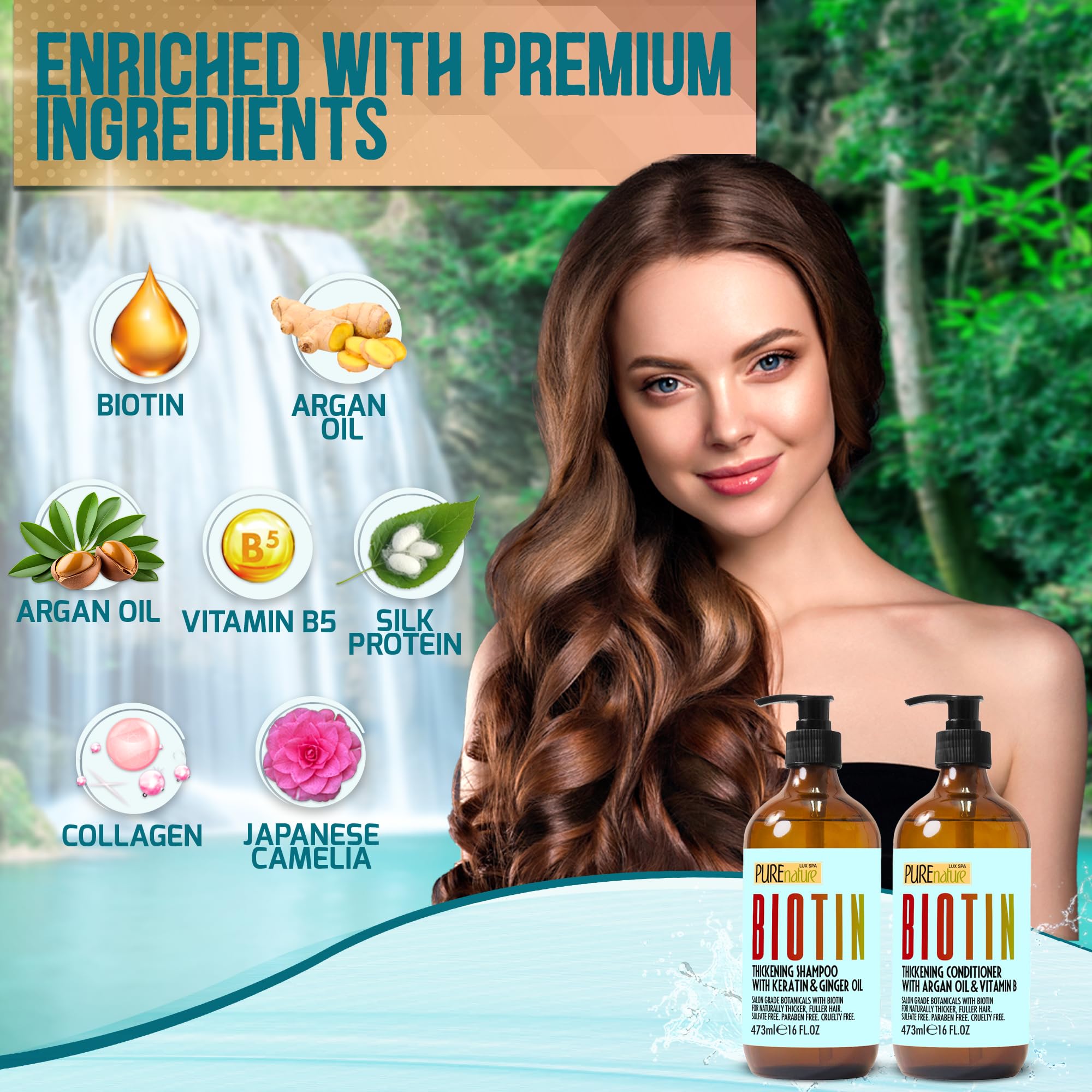 Pure Nature Lux Spa soft hair result close-up showing smoothness.